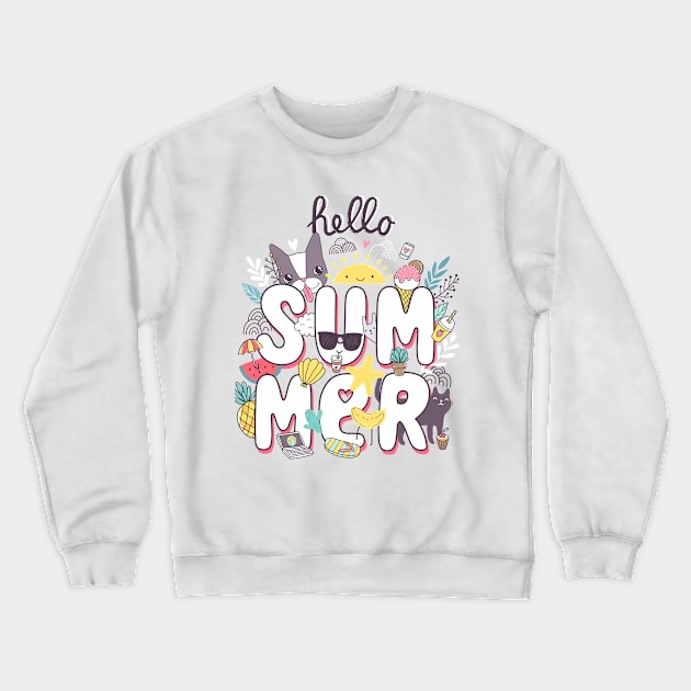 Hello Summer Crewneck Sweatshirt by kostolom3000